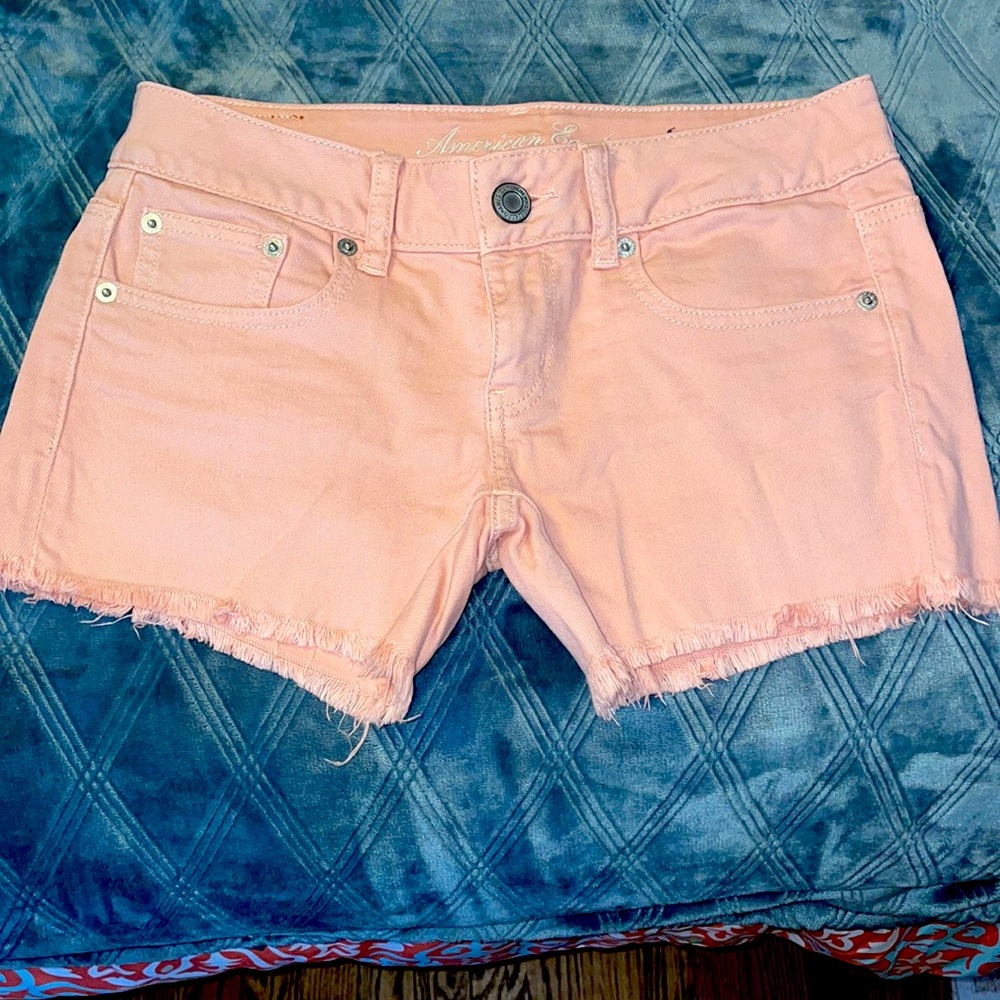 American Eagle pink denim shorts